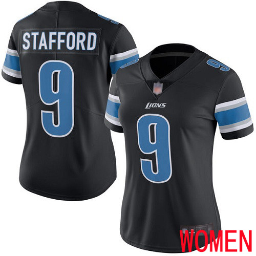 Detroit Lions Limited Black Women Matthew Stafford Jersey NFL Football #9 Rush Vapor Untouchable->youth nfl jersey->Youth Jersey